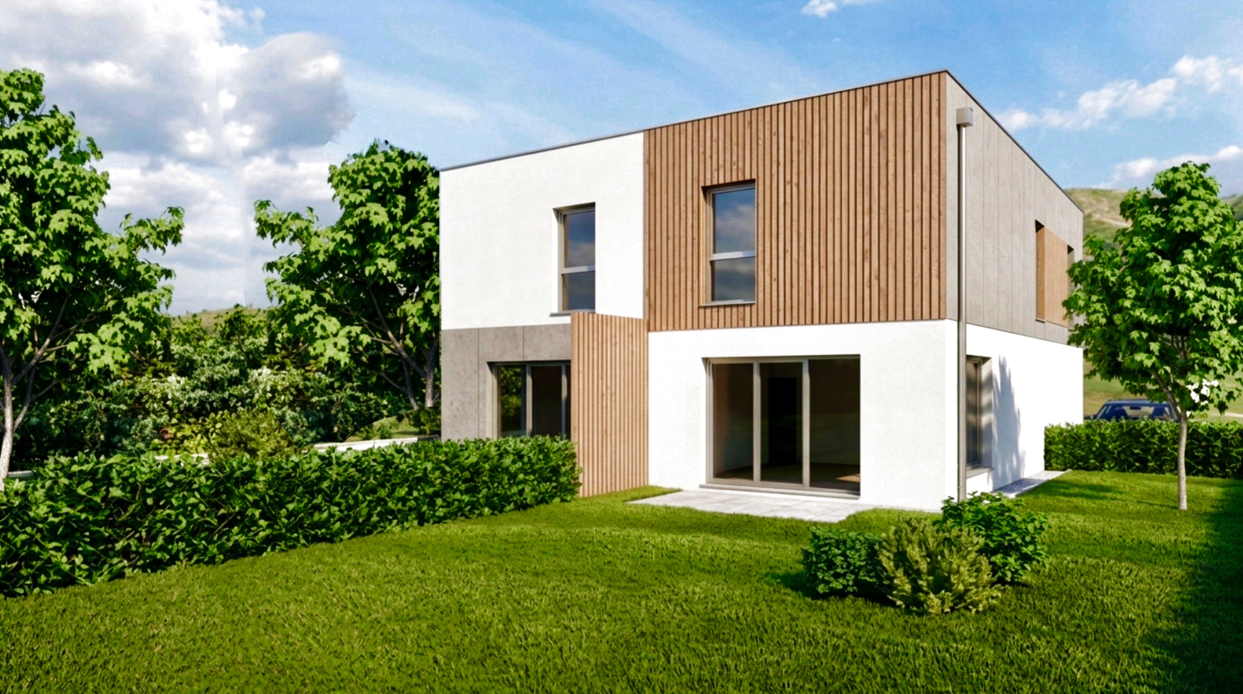 Maison à ossature bois avec jardin